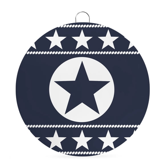 Round Metal Signs for Outside Western Texas Star Retro Tin Signs Stainless Steel Hook Welcome Home Sign Plaque Tribal Navy Blue Metal Sign for Front Door Porch Hanging Wall Decor Gifts 6 Inch