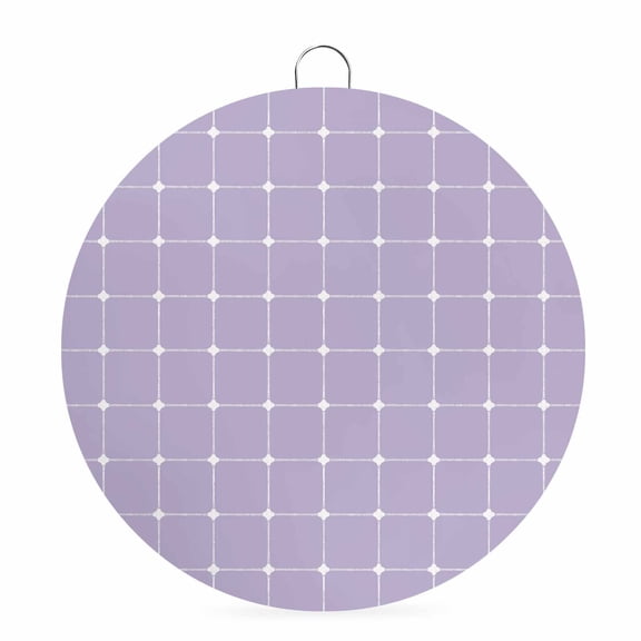 Round Metal Signs for Outside White Dots Grid Lines Tin Signs Stainless Steel Hook Home Sign Plaque Intersect Points Lavender Plaid Metal Sign for Front Door Porch Hanging Wall Decor Gifts 6 Inch