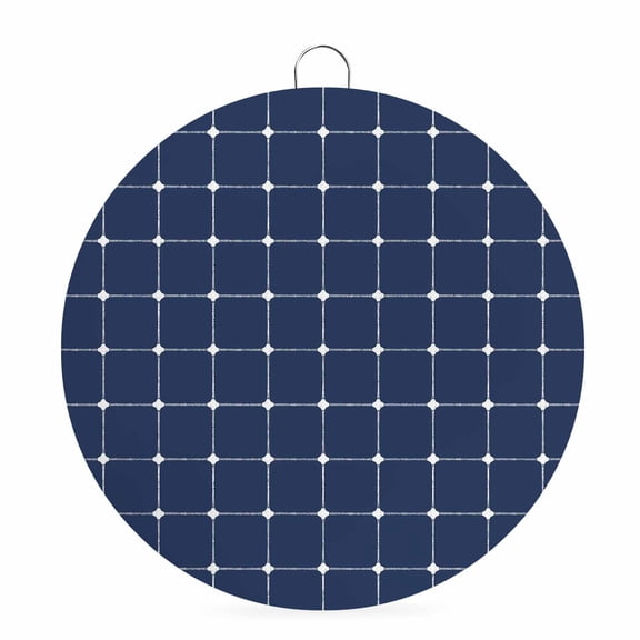 Round Metal Signs for Outside White Dots Grid Lines Tin Signs Stainless Steel Hook Home Sign Plaque Intersect Points Navy Blue Plaid Metal Sign for Front Door Porch Hanging Wall Decor Gifts 6 Inch