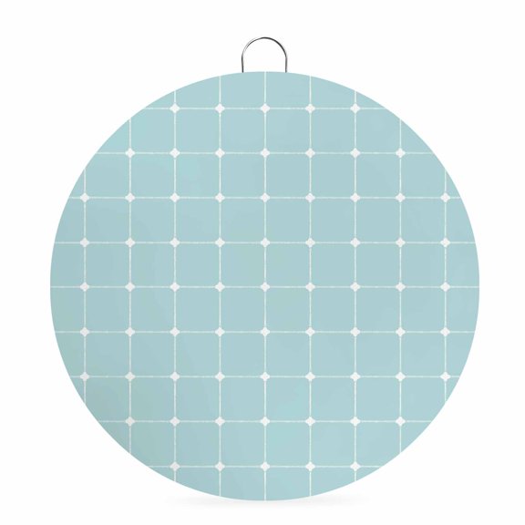 Round Metal Signs for Outside White Dots Grid Lines Tin Signs Stainless Steel Hook Home Sign Plaque Intersect Points Teal Plaid Metal Sign for Front Door Porch Hanging Wall Decor Gifts 6 Inch