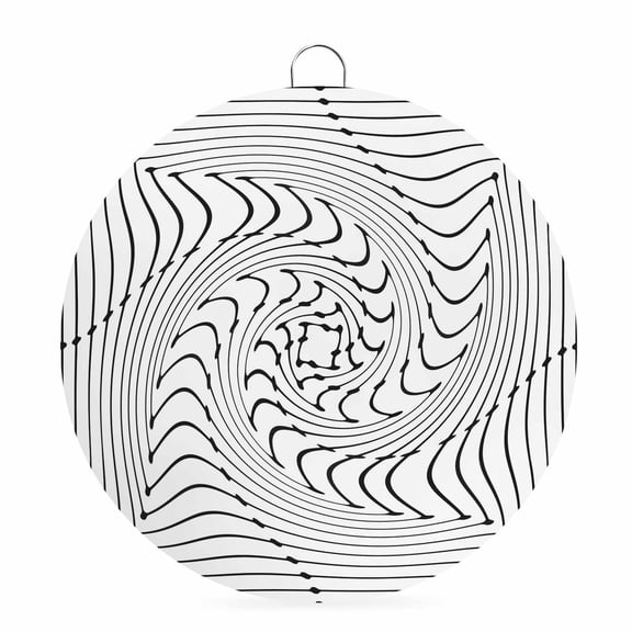 Round Metal Signs for Outside White Inverse Vortex Tin Signs Stainless Steel Hook Welcome Home Sign Plaque Abstract Warped Waves Metal Sign for Front Door Porch Hanging Wall Decor Gifts 6 Inch