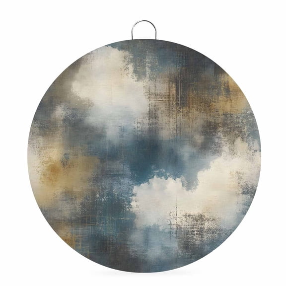 Round Metal Signs for Outside Yellow Blue Abstract Clouds Tin Signs Stainless Steel Hook Welcome Home Sign Plaque Vintage Misty Wisps Metal Sign for Front Door Porch Hanging Wall Decor Gifts 6 Inch