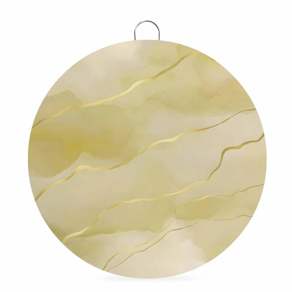 Round Metal Signs for Outside Yellow Marble Gold Veins Tin Signs Stainless Steel Hook Welcome Home Sign Plaque Modern Abstract Fluid Metal Sign for Front Door Porch Hanging Wall Decor Gifts 6 Inch