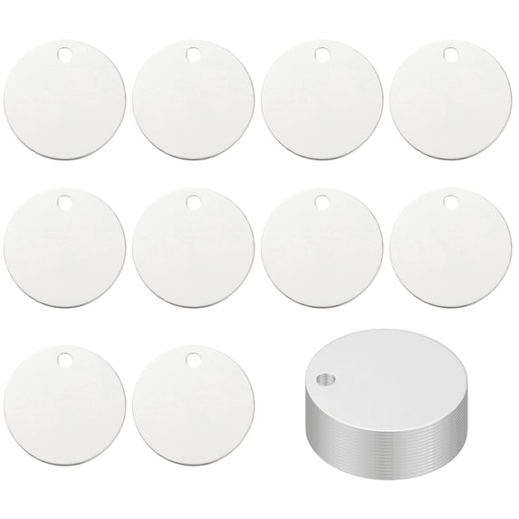 Uxcell Metal Round Stamping Blanks Tags for Engraving and Crafting Projects Silver 1.4"