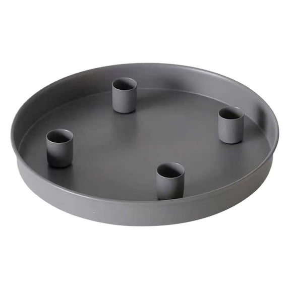 Round Metal Taper Candle Holder Tray Candlestick Holder with 4 Candle Holes Christmas Decorative Tray Advent Candles Holder Table Centerpieces for Dining Room