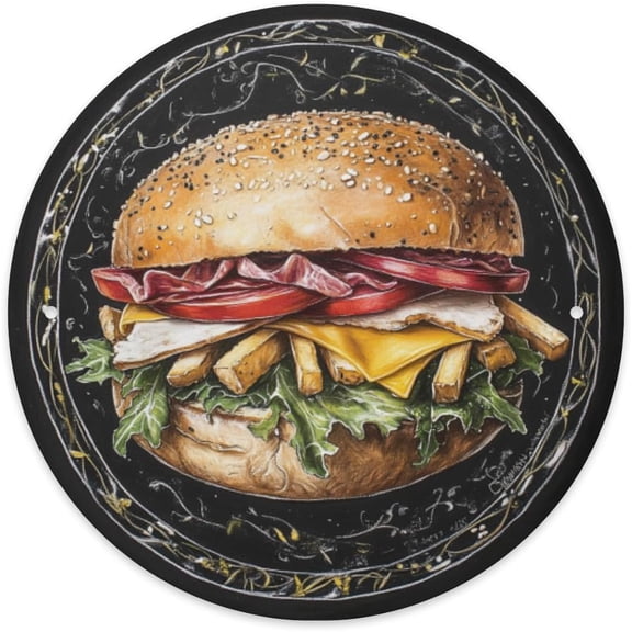 Round Metal Tin Sign Blackboard Bread Wall Decor Plaque, 8 x 8 Inch, for Home Bar Kitchen Cafe Garden