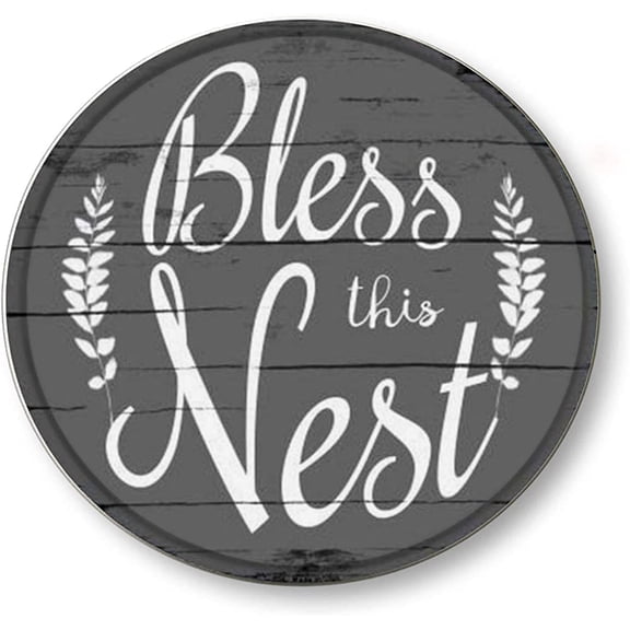 Round Metal Tin Sign Rustic Wall Decor Bless This Nest Plaque for Home Garden Kitchen Bar Cafe Restaurant Garage Retro Vintage Wall Art 12x12 Inch