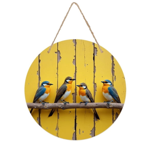 Round Metal Tin Sign Rustic Wall Decor Four Birds Round Metal Sign Plaque for Home Garden Kitchen Bar Cafe Restaurant Garage Retro Vintage Wall Art 8x8 Inch