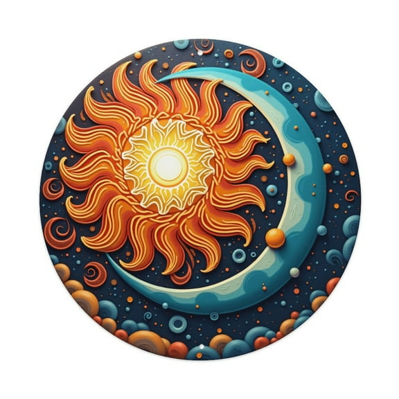 Round Metal Tin Sign Rustic Wall Decor Sun Moon Round Metal Sign Plaque for Home Garden Kitchen Bar Cafe Restaurant Garage Retro Vintage Wall Art 8x8 Inch