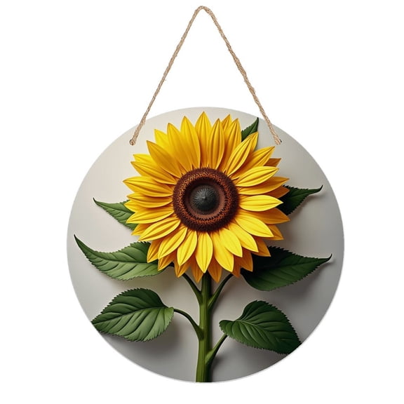 Round Metal Tin Sign Rustic Wall Decor Sunflower Yellow Flower Round Metal Sign Plaque for Home Garden Kitchen Bar Cafe Restaurant Garage Retro Vintage Wall Art 8x8 Inch