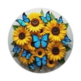 thumbnail image 1 of Round Metal Tin Sign Rustic Wall Decor Sunflowers Blue Butterflies Round Metal Sign Plaque for Home Garden Kitchen Bar Cafe Restaurant Garage Retro Vintage Wall Art 8x8 Inch, 1 of 8