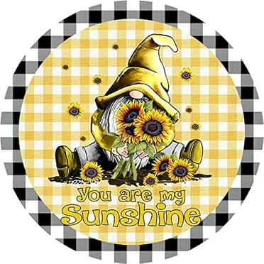 Round Metal Tin Sign Rustic Wall Decor Wall Plaque You are My Sunshine Wreath Sign, Home Garden Kitchen Bar Cafe Restaurant Garage Wall Decor Retro Vintage 12x12inch