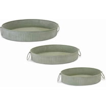 Round Metal Trays - 15" - Sage Green - Set of 3
