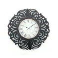 thumbnail image 1 of Round Metal Wall Clock with Scroll Design Frame, Antique Black, 1 of 2