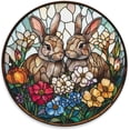 thumbnail image 1 of Round Metal tin sign,Colored Glass Rabbits,home Art wall decor,Festive Decorative plaque,for living room,bar,club,man cave,Yard,bathroom,circular Tinplate poster,8x8 inch, 1 of 6