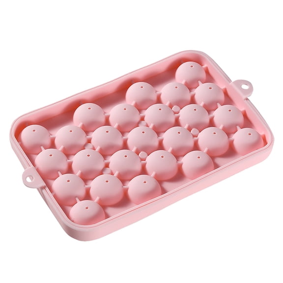 Round Mini Sphere Silicone Ice Cube Tray with Vent Lid, Stackable Non-Stick Ice Mold for Cocktail Whiskey Fruit Infused Cold Drink Freezer Making,12.5x18.5x2.5cm,Purple