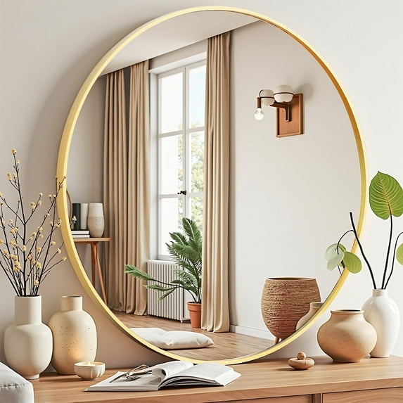 Blorly 20 inch Circle Wall Round Mirror for over Sink, Gold Metal Frame, Bathroom Decorative Vanity Mirror, for Living Room, Entryway