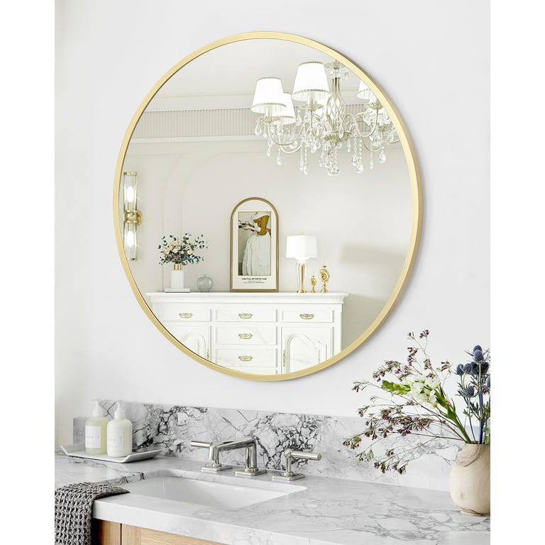 Mirror newest for Wall, Large Round Mirror Gold (24 inch) for Entryway,