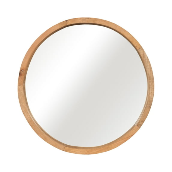 Round Mirror Contemporary Rustic Brown Wall Mirror Decorative Mirror for Bathroom, Hallway, Bedroom, Entryway