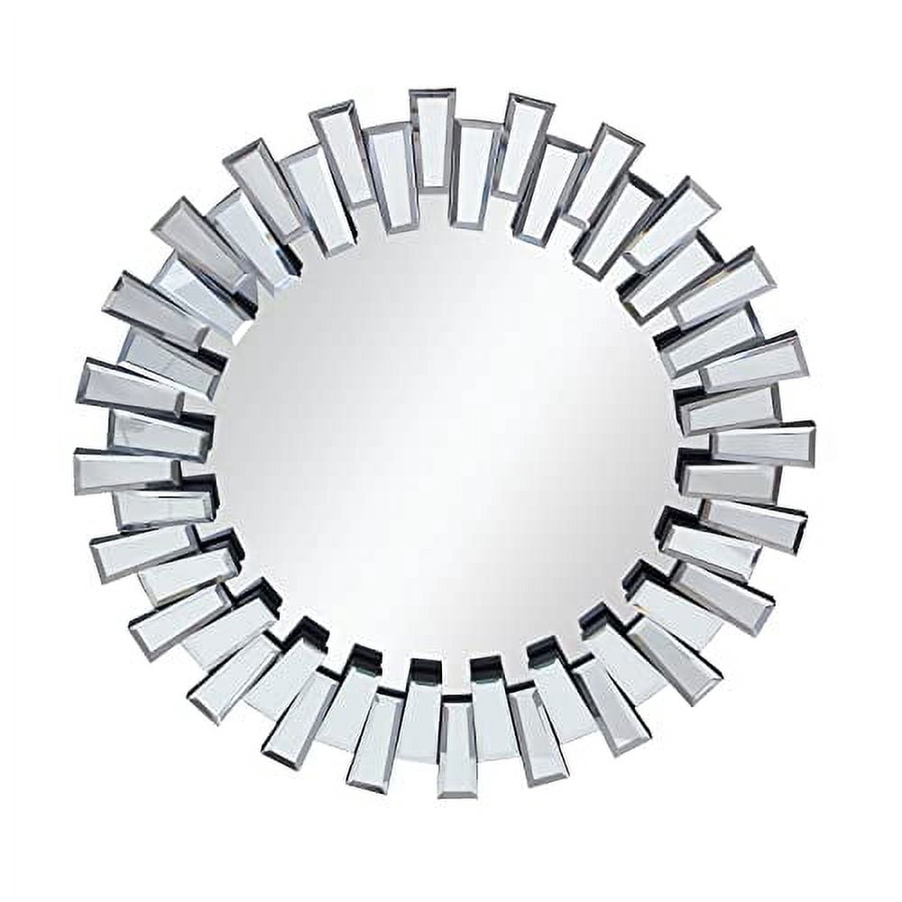 Round Mirror Wall Decor 24 Inches Decorative Wall Mirror with Irregular Framed and Beveled Edge Mirrors for Wall Silver Large Wall Mirror Frameless Mirrors