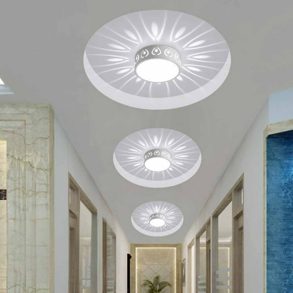 Round Modern Ceiling Light for Hallway, Simple Flush Mount Lamp for Kitchen, White LED Fixture for Bedroom Closet