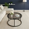 thumbnail image 1 of Round Modern Coffee Table - Tempered Glass Top - Living Room Accent Table, 1 of 9