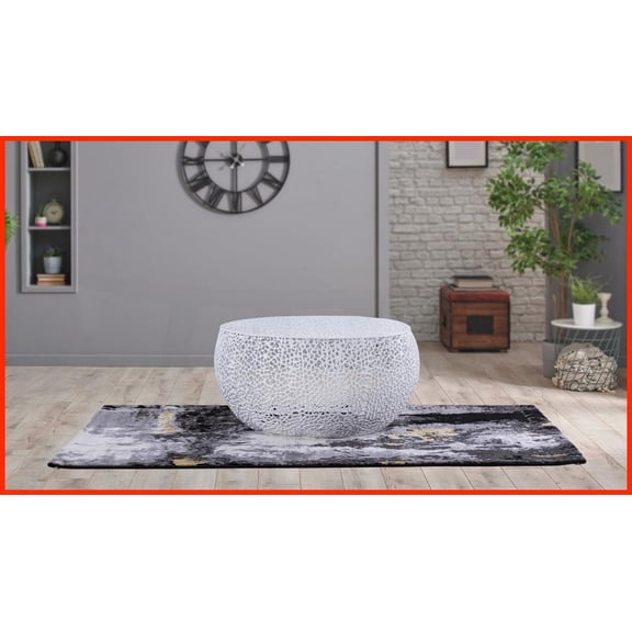 Round Modern Coffee Table for Living Room - White Aluminum Frame, Durable & Versatile Finishes