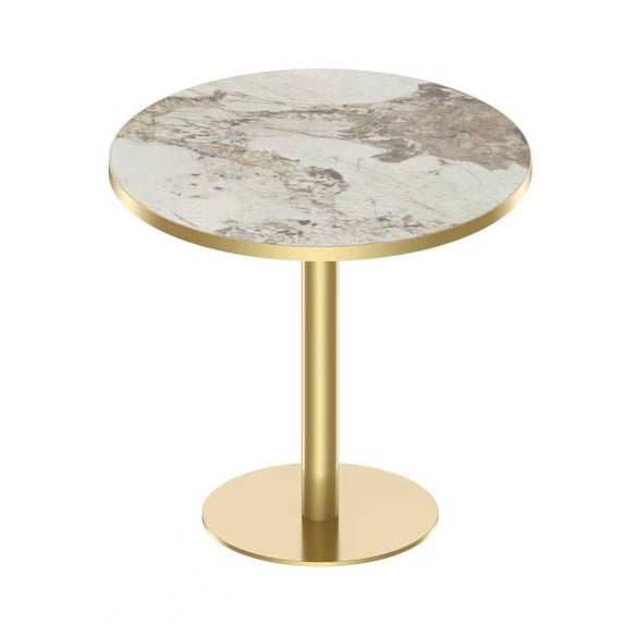 Round Modern Dining Table 31.5 Inches with Faux Marble Top Bistro Tulip Table for Kitchen Breakfast Nook Small Spaces Sturdy Metal Base Easy Assembly