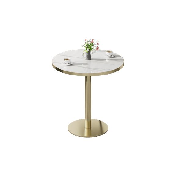 Round Modern Dinning Table 31.5 inches Bistro Table Tulip Table with Faux Marble top,Easy Assemble,Sturdy Metal Frame Diameter