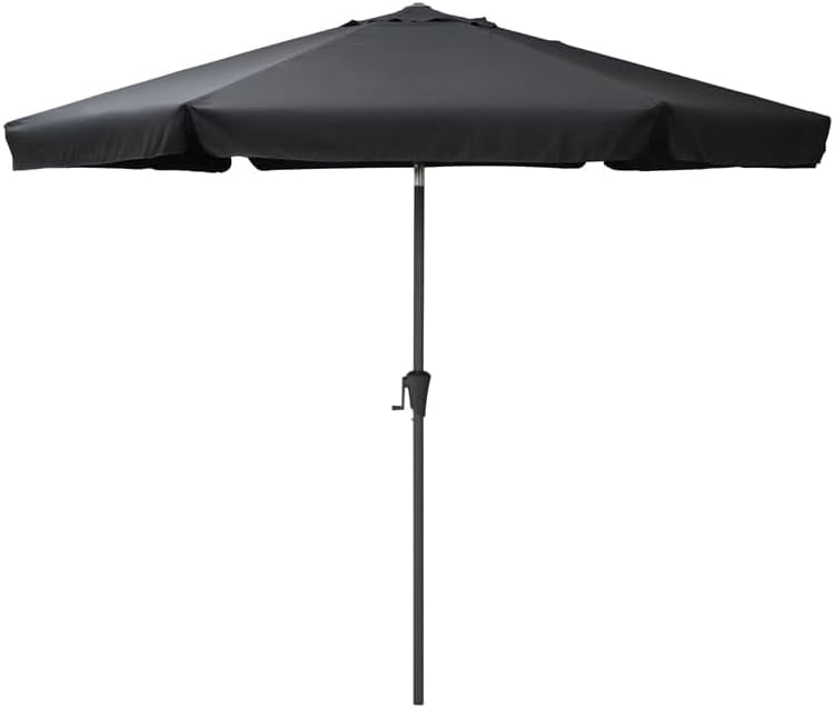 Round Modern Black Fabric & Steel 10ft Tilting Patio Umbrella