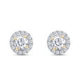 thumbnail image 1 of Moissanite Earrings Studs 18K White Gold Plated Sterling Silver Stud Halo Earrings 0.6 Carat D Color VVS1 Round Cut Lab Created Diamond, 1 of 3