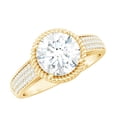 thumbnail image 1 of Round Moissanite Engagement Ring with Side Stones (2 Carat, 8 mm, D-VS1 Quality), 14K Yellow Gold, US 7.75, 1 of 9