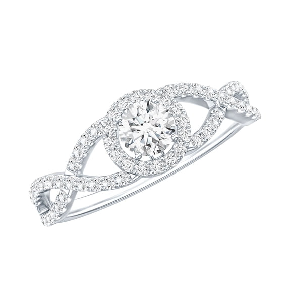 Rosec Jewels Certified Moissanite Engagement Ring for Women - D-VS1 Quality Moissanite Criss Cross Ring, 18K White Gold, US 4.50