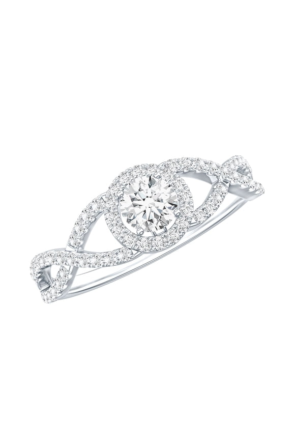 Certified Moissanite Engagement Ring for Women - D-VS1 Quality Moissanite Criss Cross Ring, 925 Sterling Silver, US 4.00