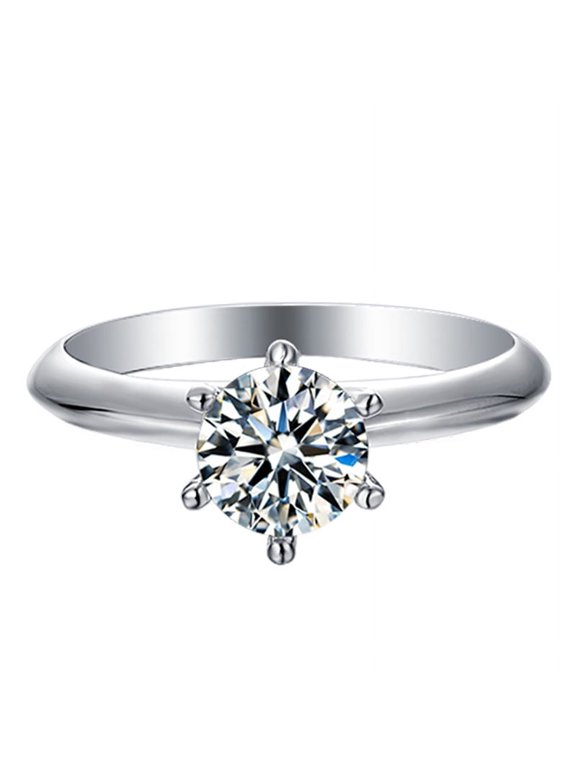 Round Moissanite Solitaire Ring | 1 Carat Engagement Ring | VVS Quality | 6 Prong Setting | 925 Sterling Silver