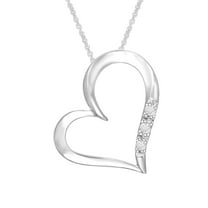 Round Moissanite Three Stone Love Heart Pendant Necklace in 18K White Gold Plated Sterling Silver Brilliant Lab Created Diamond D Color, VVS1 Clarity Jewelry Gift For Women Her