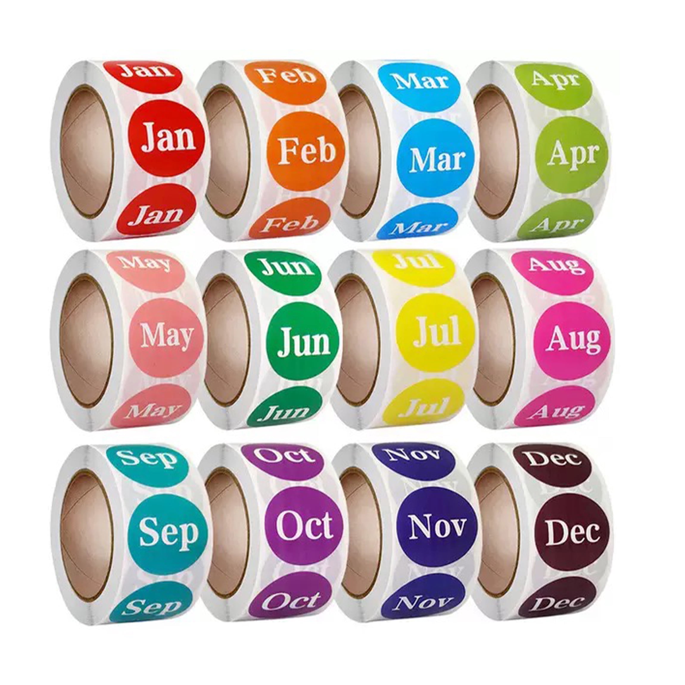 Mointhly Color Code Sticker Round Month Stickers, 12 Rolls 6000 Labels, 1 Inch Color Coding Monthly ...
