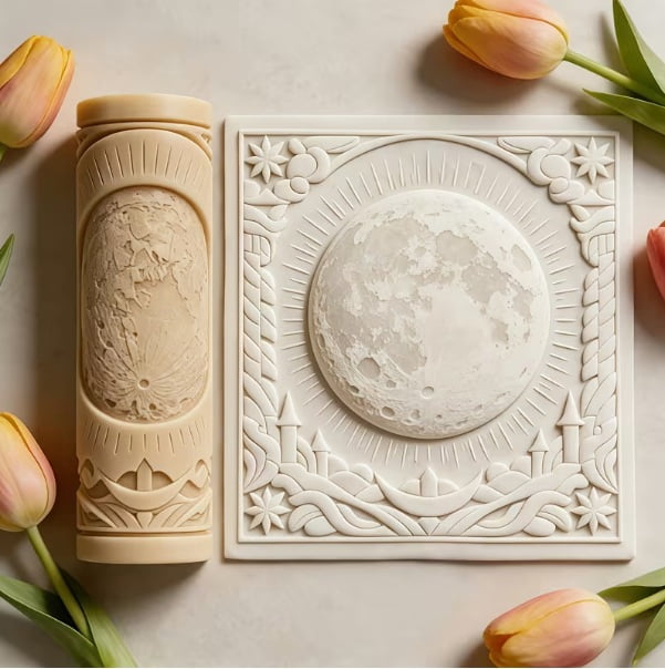 Round Moon Textured Polymer Clay Roller Set - Perfect for Ceramics, Pottery, Sculpture, and Jewelry Making