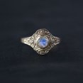 thumbnail image 1 of Round Moonstone & Diamond Ring, 925 Sterling Silver Vintage Ring,Rainbow Moonstone Ring, Wedding Ring Handmade Fine Ring Jewelry Gift For Her., 1 of 5