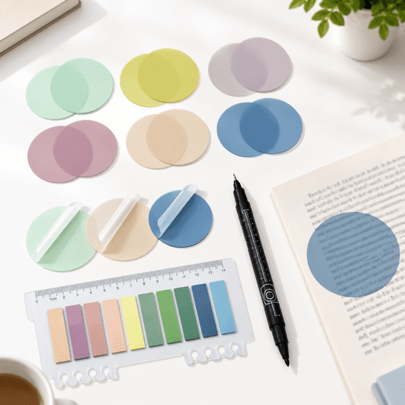 Round Morandi 800 Count Transparent Round Sticky Notes with Marker Pen