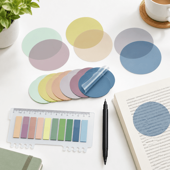 Round Morandi 800 Count Transparent Round Sticky Notes with Marker Pen