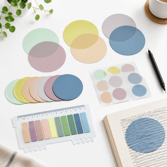 Round Morandi 800 Count Transparent Round Sticky Notes with Marker Pen