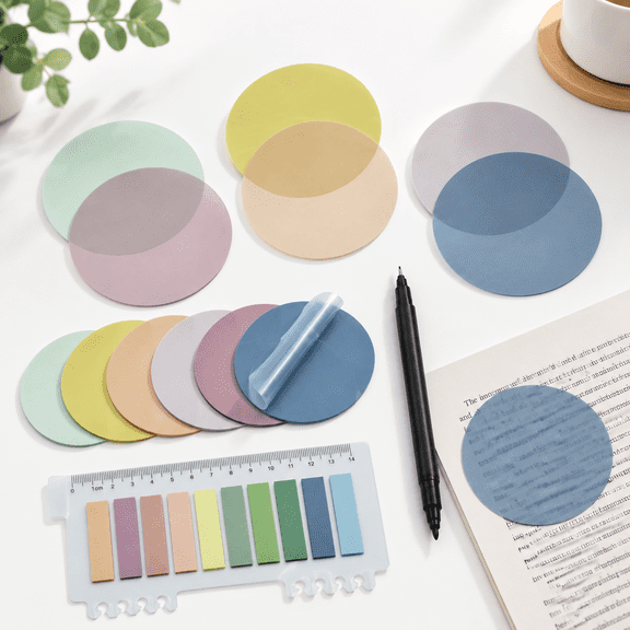 Round Morandi 800 Count Transparent Round Sticky Notes with Marker Pen