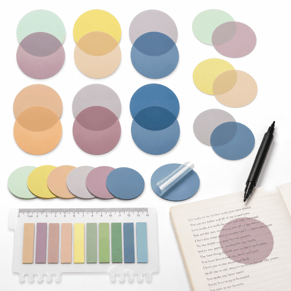 Round Morandi 800 Count Transparent Round Sticky Notes with Marker Pen