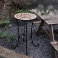 thumbnail image 1 of Round Mosaic Side Table with Storage Shelf, Outdoor End Table with Black Metal Frame, Patio Accent Table for Garden, Porch, Balcony & Living Room, 1 of 8
