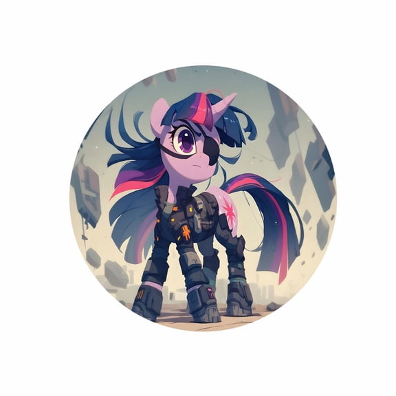 Round Mouse Pad 7.87 inch Cyberpunk Unicorn Pony Design Rubber Surface for Desk Use
