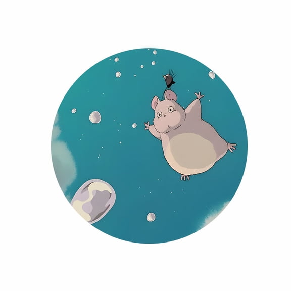 Round Mouse Pad 7.87 inch Flying Mouse Cartoon Design Rubber Desk Accessory for Office and Home Use