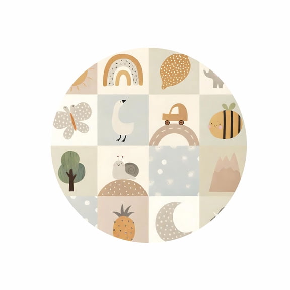 Round Mouse Pad 7.87 inch Soft Rubber Cute Nature Design with Sun Rainbow Elephant for Office Desk Home Use
