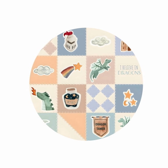Round Mouse Pad 7.87 inches x 7.87 inches Fantasy Dragon and Castle Design Rubber Surface for Desk Use
