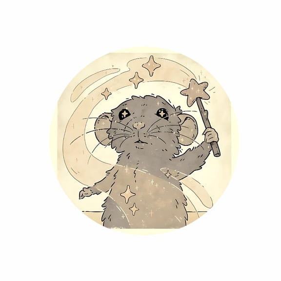 Round Mouse Pad 7.87 x 7.87 Inches with Cute Magical Rat Design, Soft Rubber Surface for Office and Gaming Desk